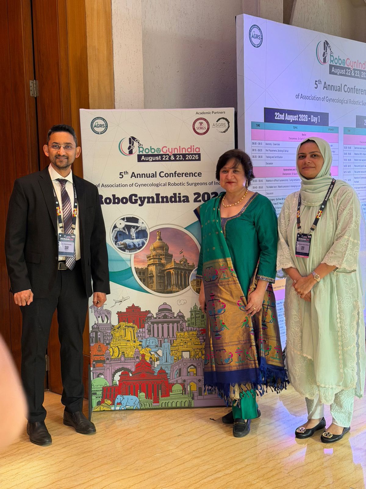 Dr. Mariam Anjum with colleagues at RoboGynIndia 2026, 5th Annual AGRS Conference